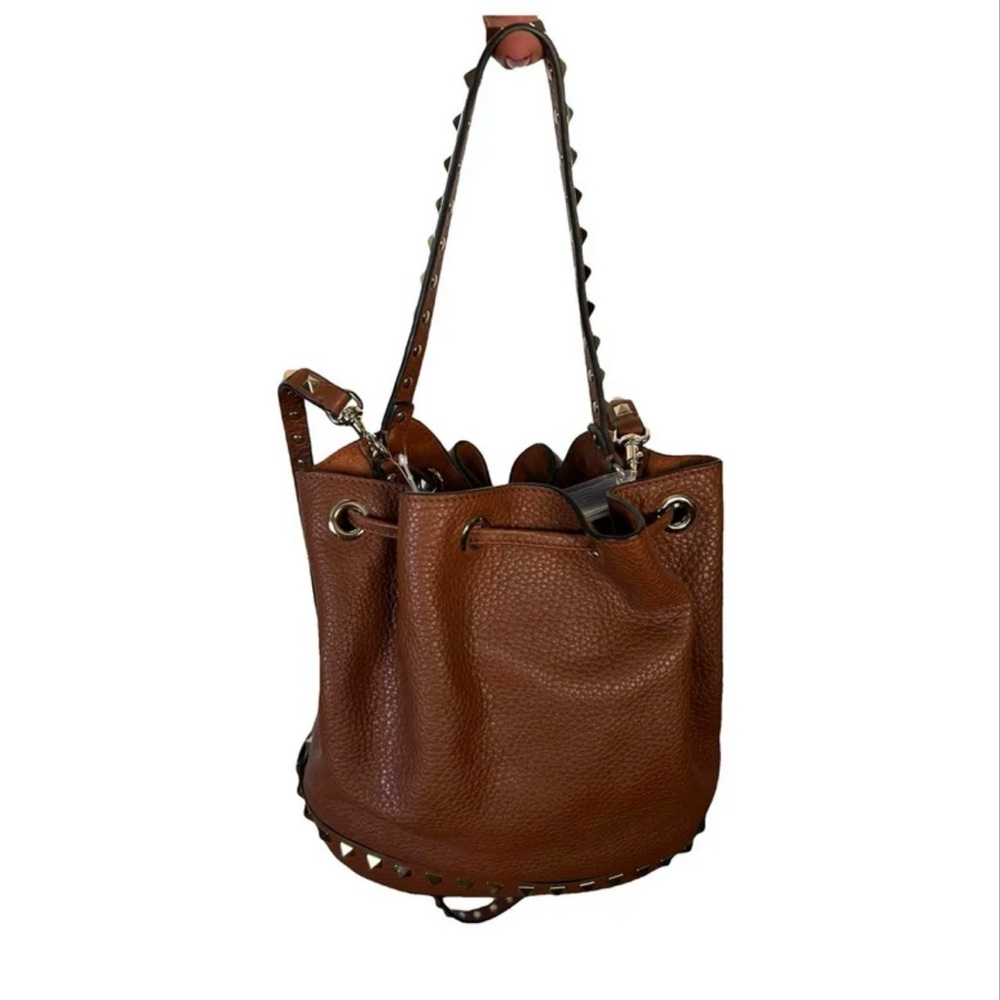 Valentino Garavani Tan Leather Bucket Bag